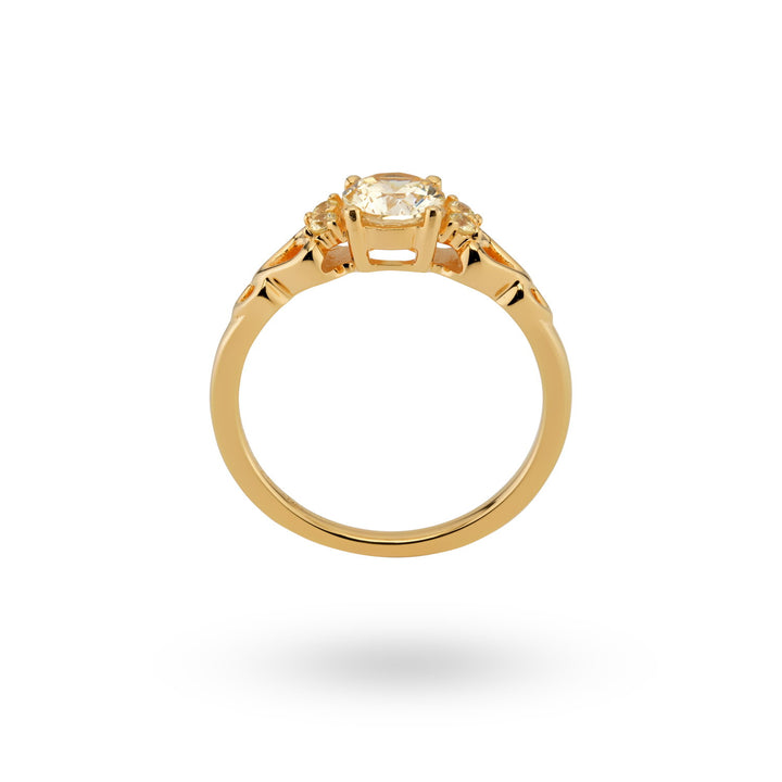 Ring with stones and heart shaped detail - 12444Y