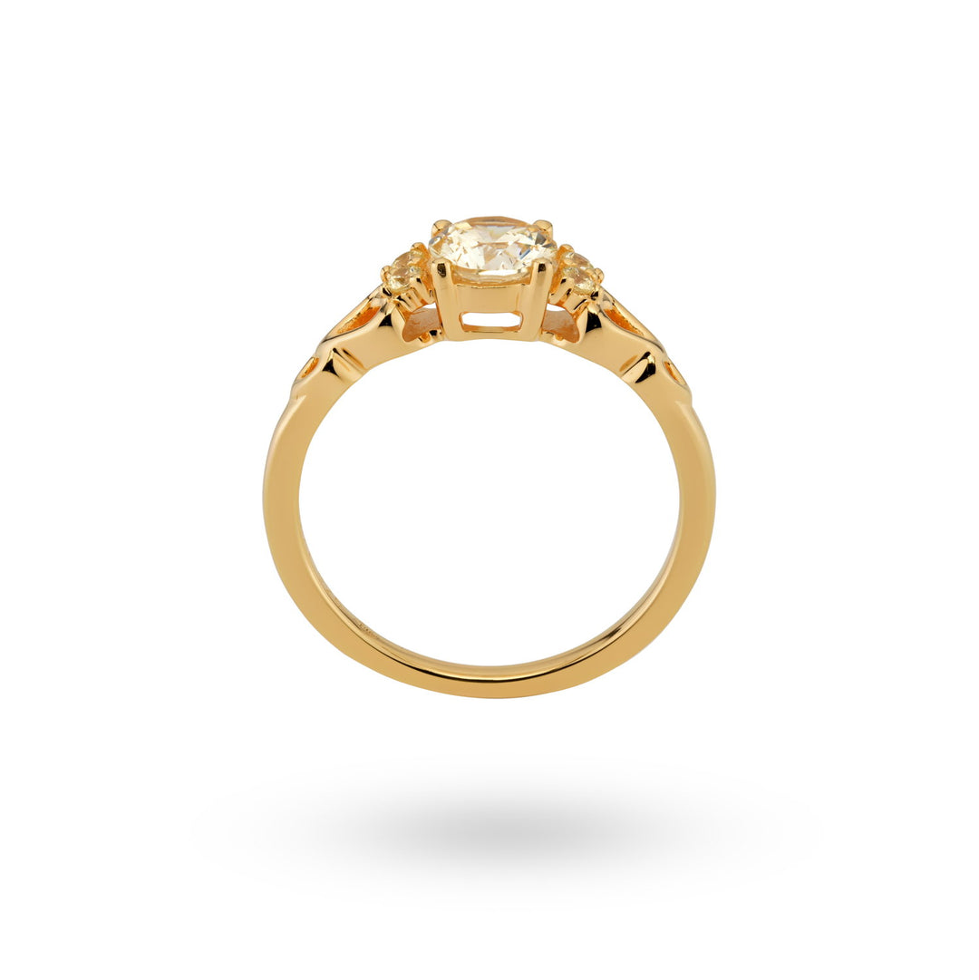 Ring with stones and heart shaped detail - 12444Y