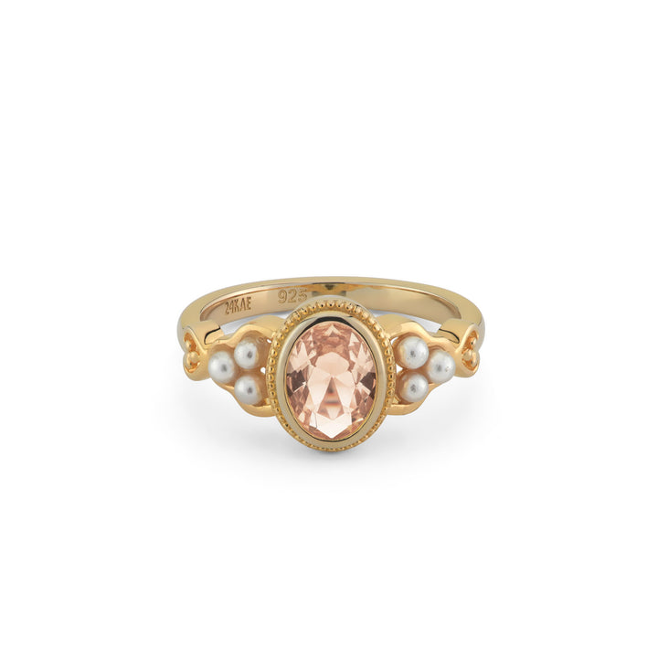Ring with colored stone and pearls - 12450Y