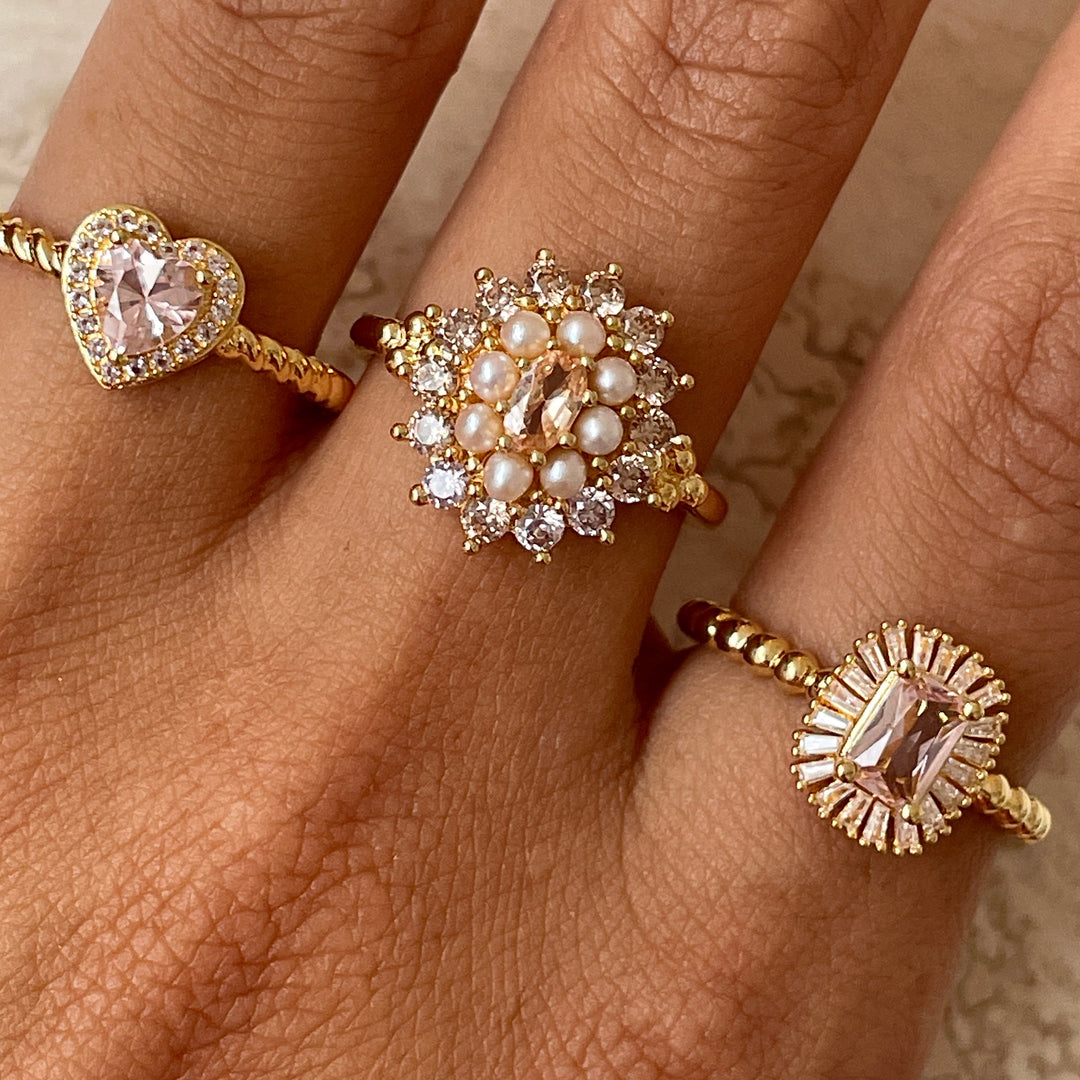 Ring met kleurstenen en parels - 12451Y