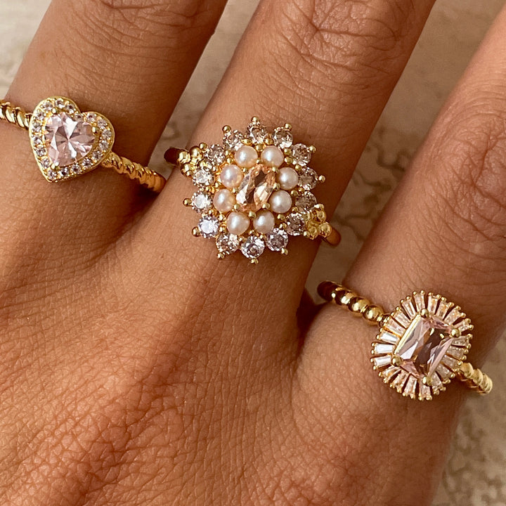 Ring met kleurstenen en parels - 12451Y