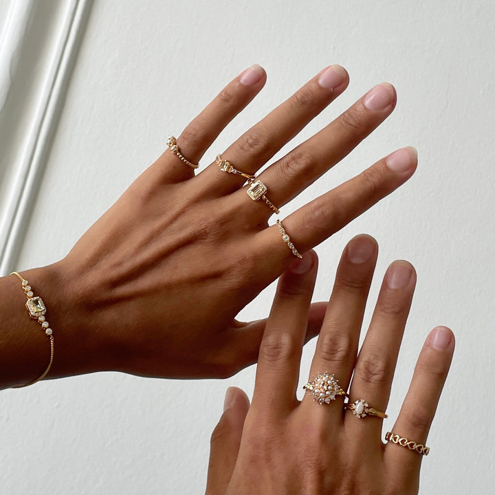 Ring met kleurstenen en parels - 12451Y