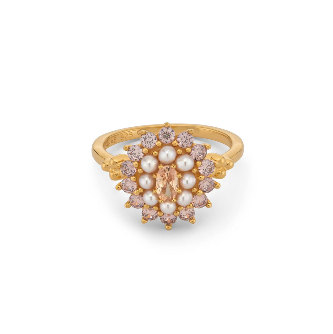 Ring with colored stones and pearls - 12451Y