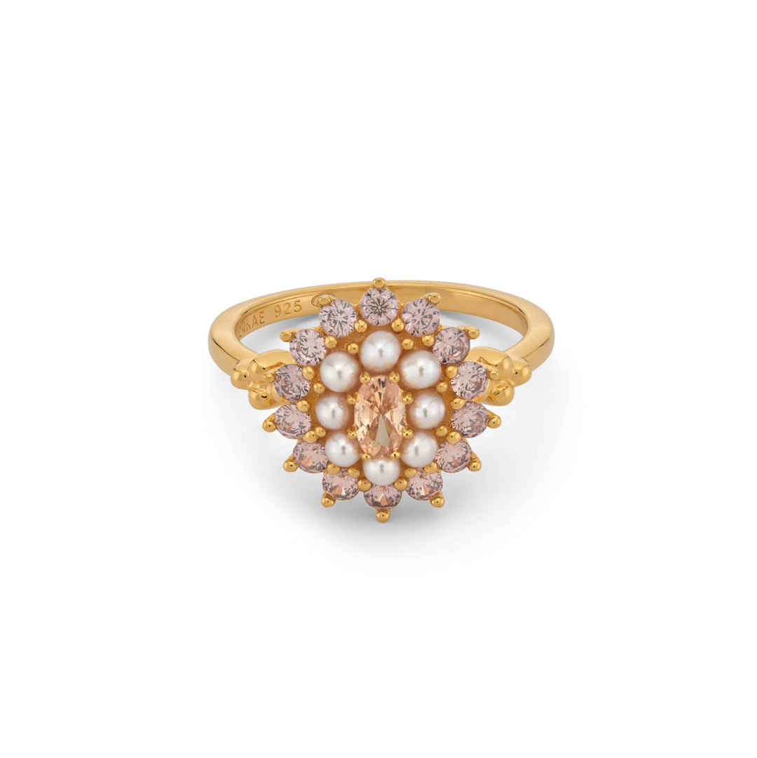 Ring met kleurstenen en parels