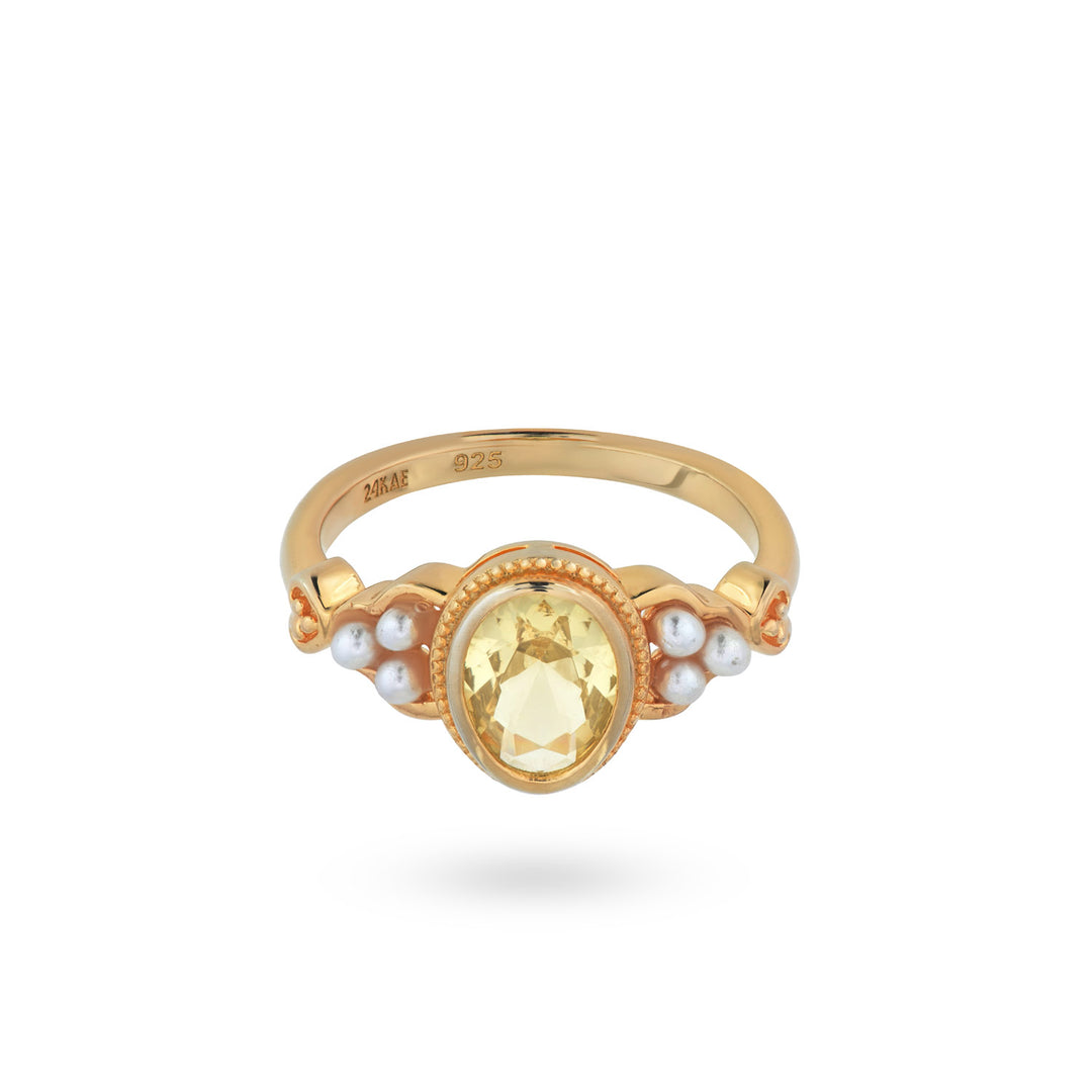Ring with colored stone and pearls - 12453Y