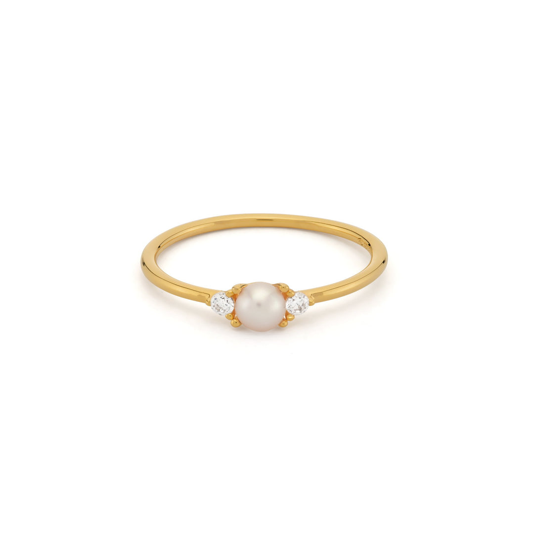 Ring with stones and pearl - 12461Y