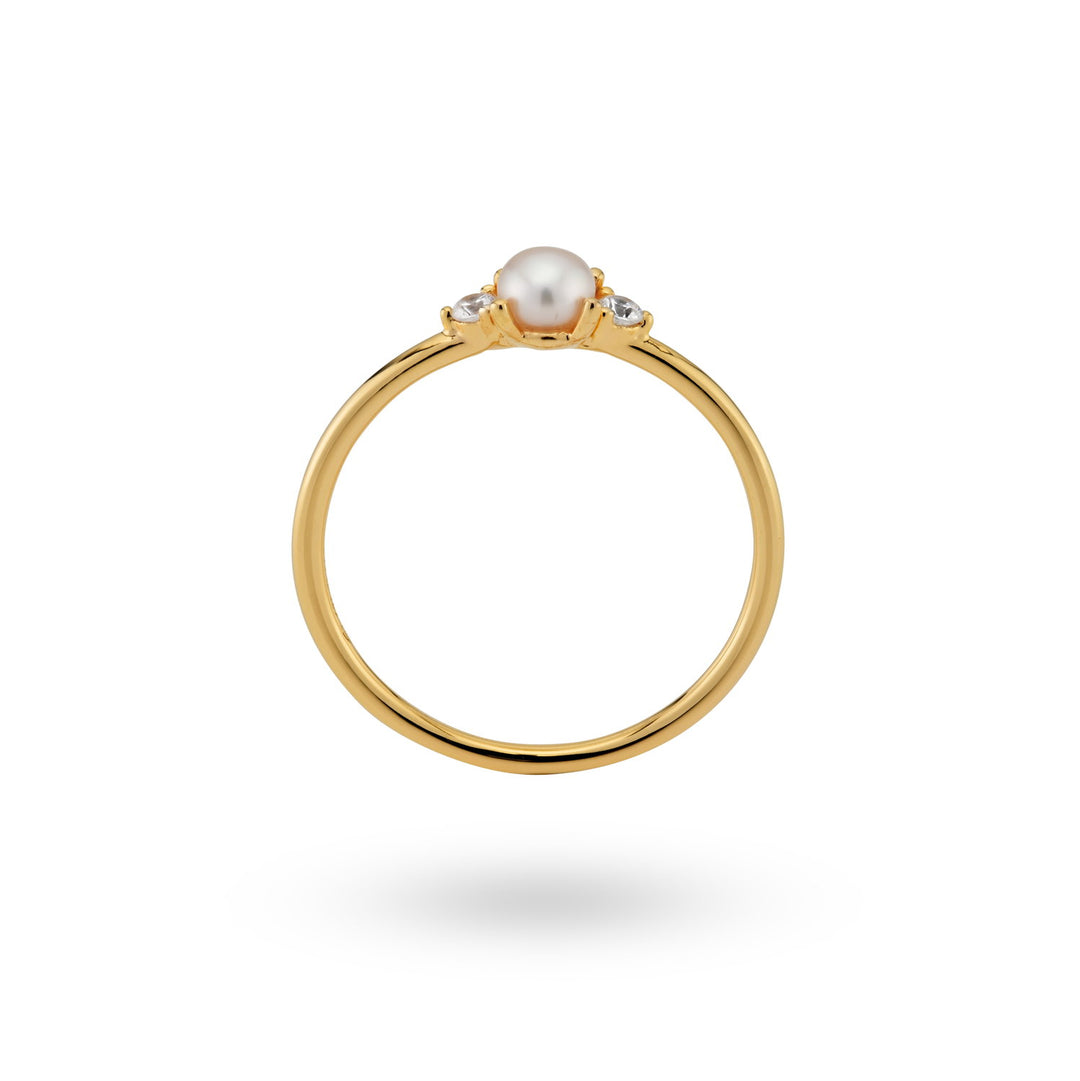 Ring with stones and pearl - 12461Y