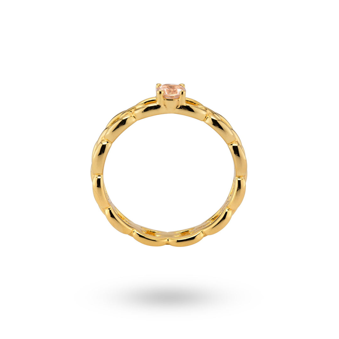 Ring with chain structure and colored stone - 12463Y
