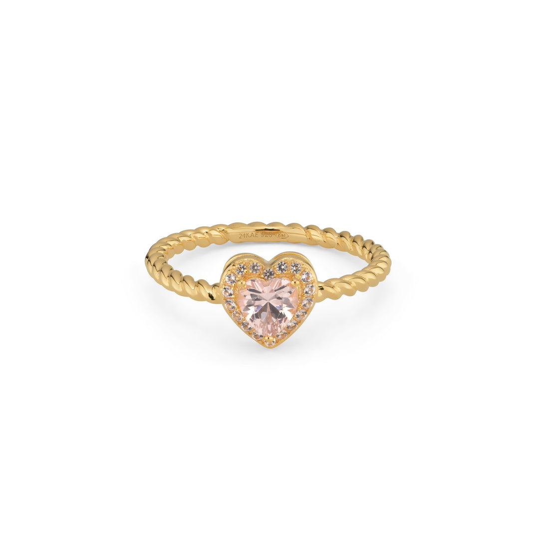 Hartvormige ring met gekleurde steen
