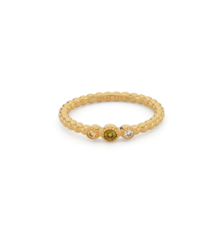 Ring met gekleurde stenen en structuur - 12471Y