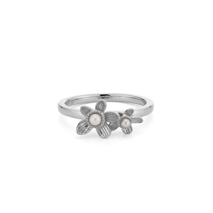 Ring met parels en bloemen - 12488S