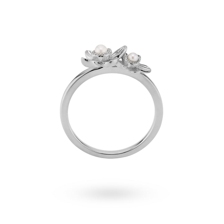 Ring met parels en bloemen - 12488S