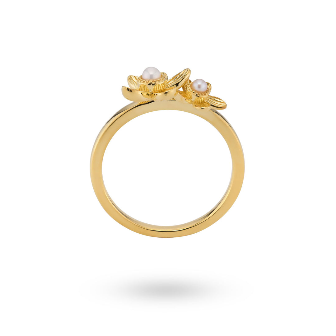 Ring with pearls and flowers - 12488Y