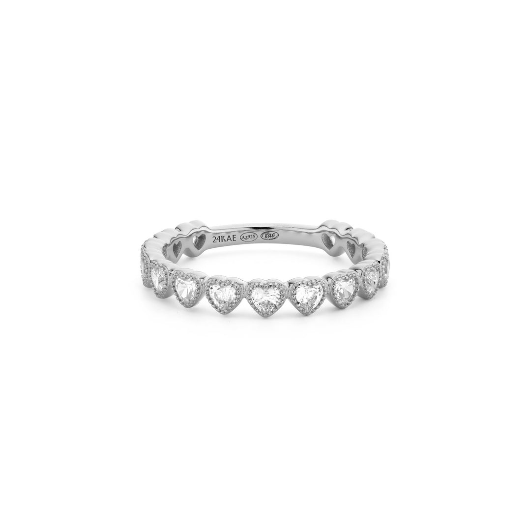 Ring with heart shaped stones - 12492S