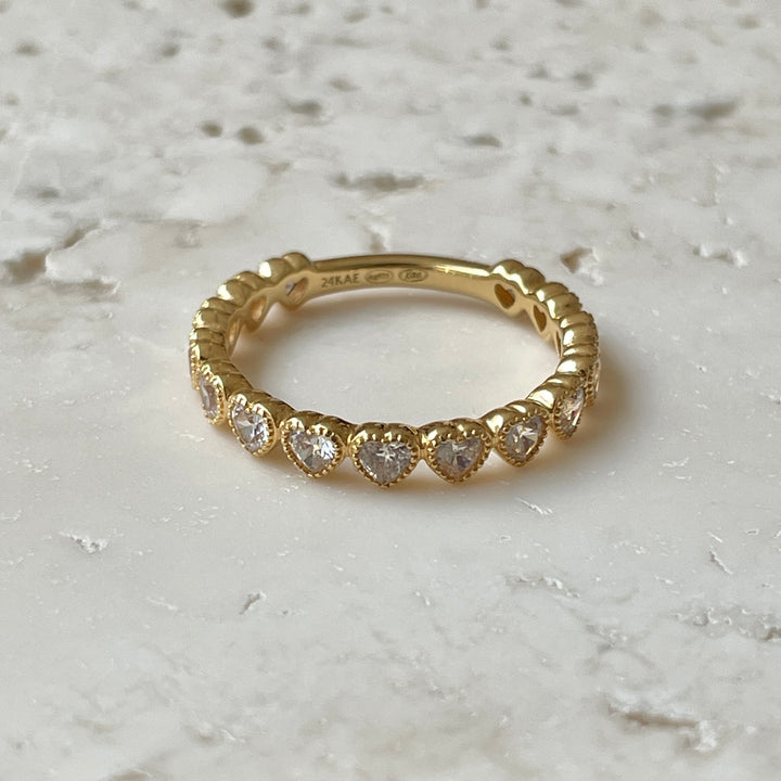 Ring met hartvormige stenen - 12492Y