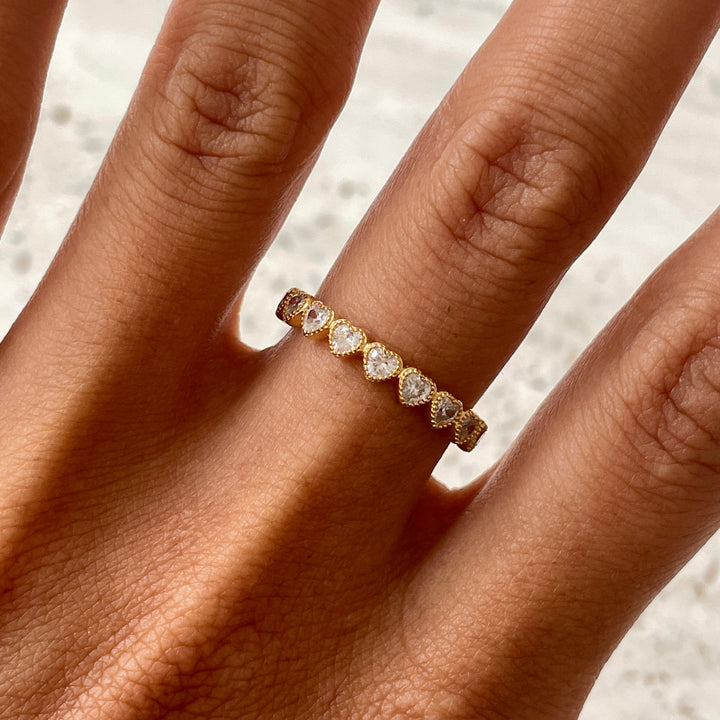 Ring met hartvormige stenen - 12492Y