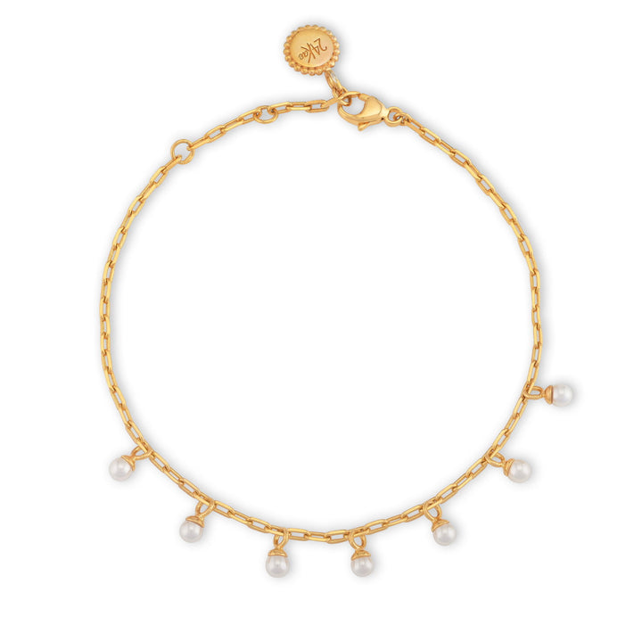Armband met dunne schakel en parels - 22409Y