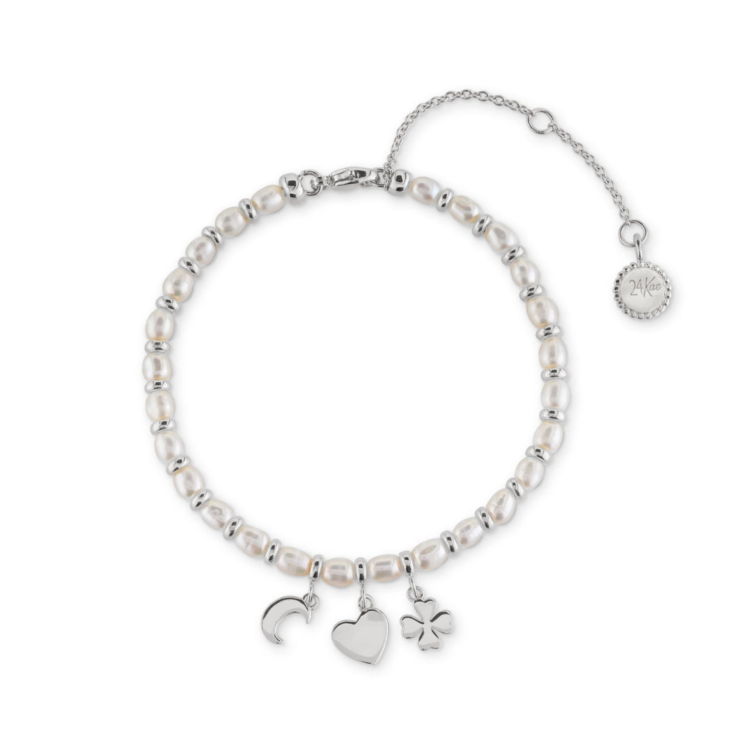 Beaded Pearl bracelet with pendants - 22414S