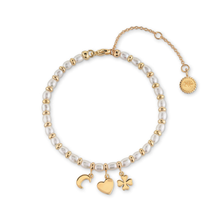 Beaded Pearl bracelet with pendants - 22414Y