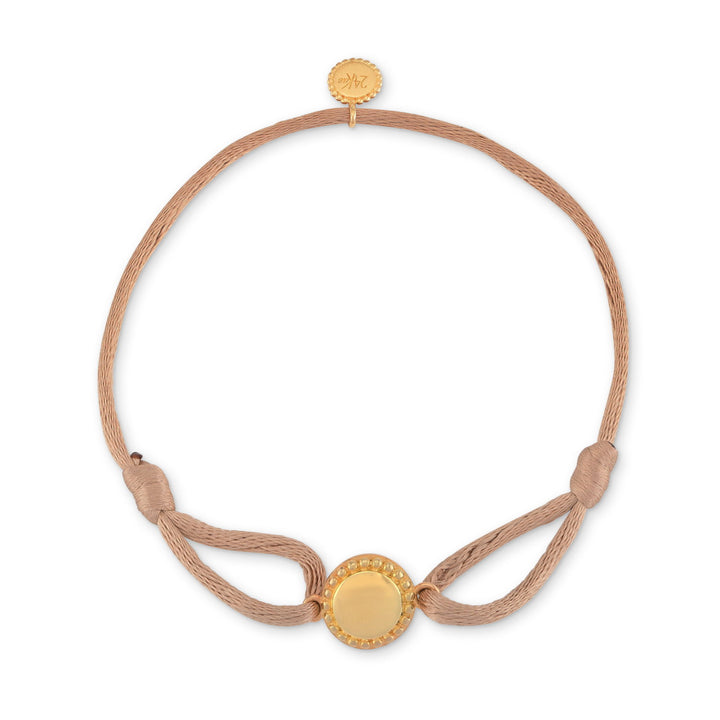 Bracelet with beige silk rope and coin - 22420Y