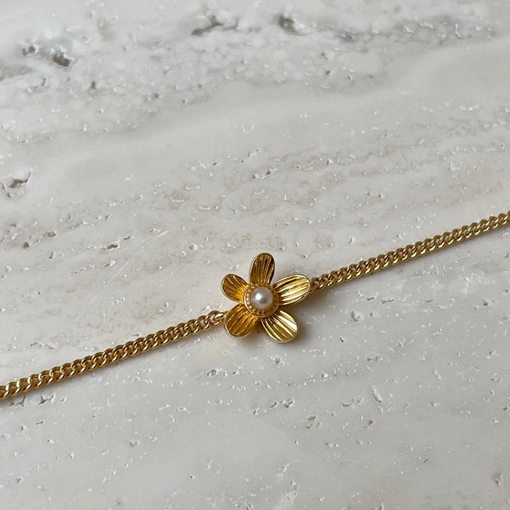 Armband met bloem en parel - 22446Y