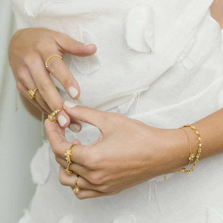 Armband met bloem en parel - 22446Y