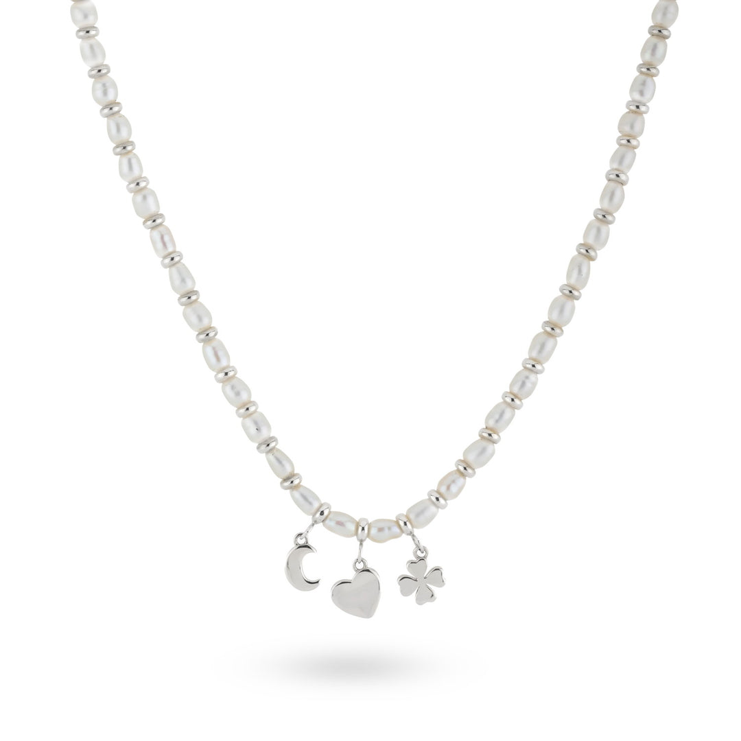 Beaded Pearl necklace with pendants - 32415S