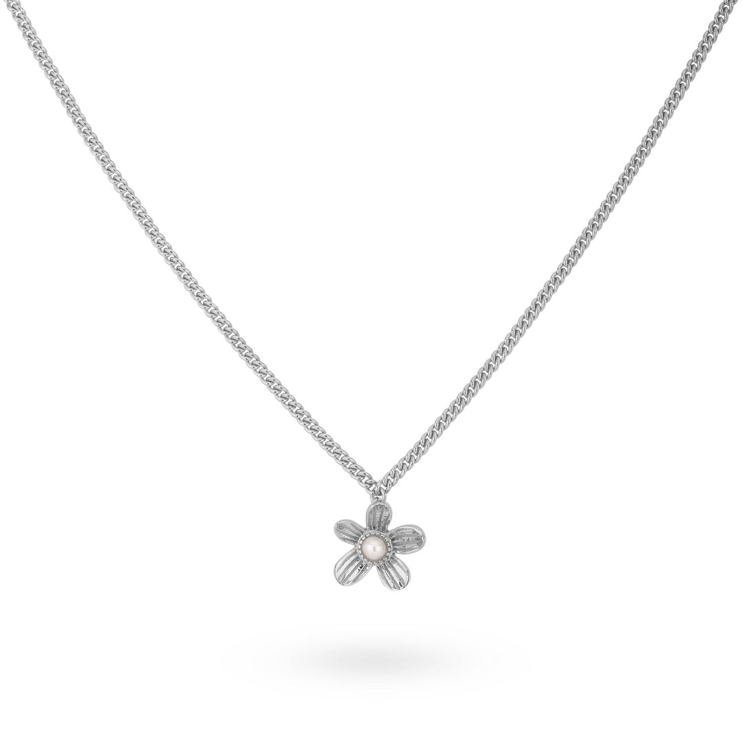Necklace with flower and pearl - 32454S