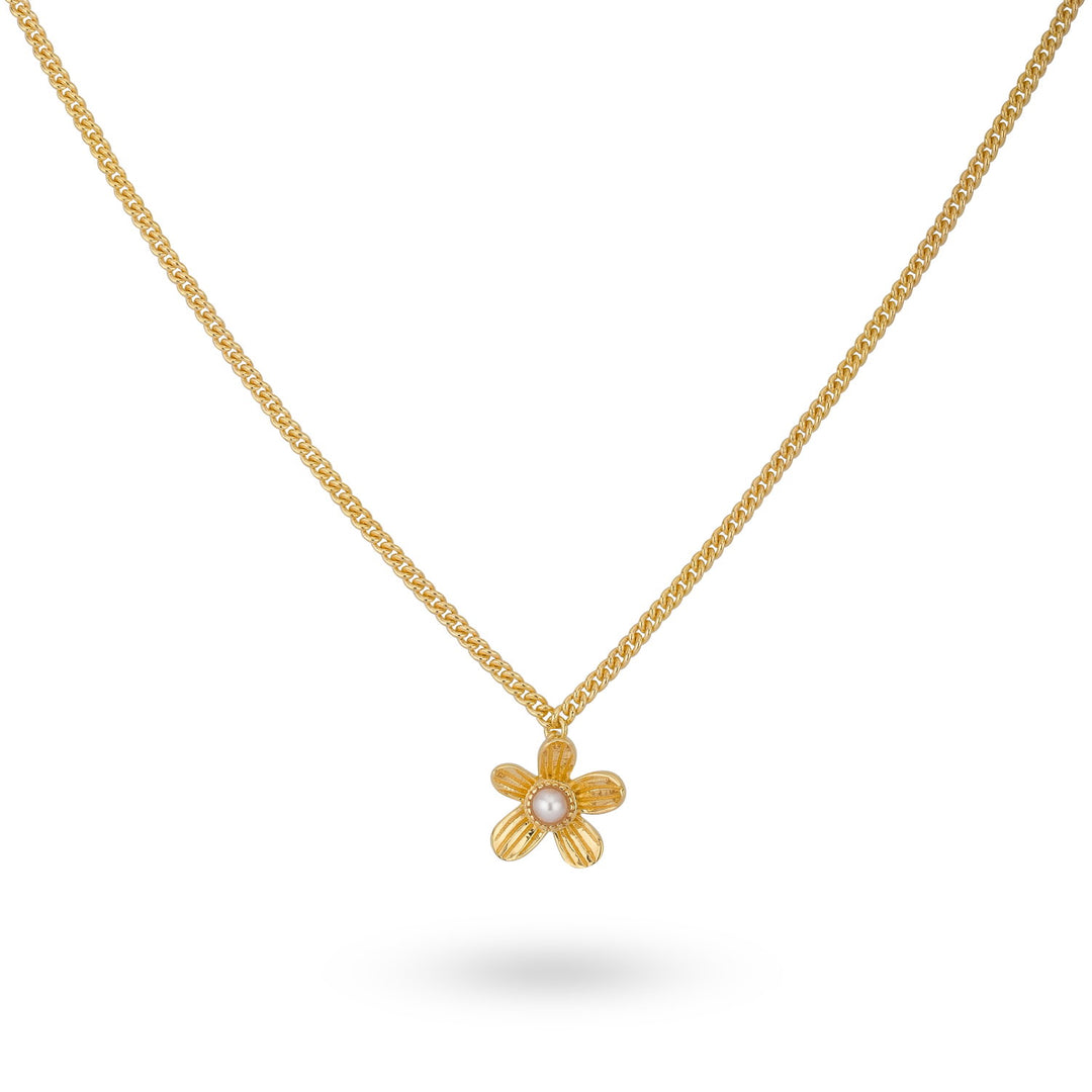 Necklace with flower and pearl - 32454Y