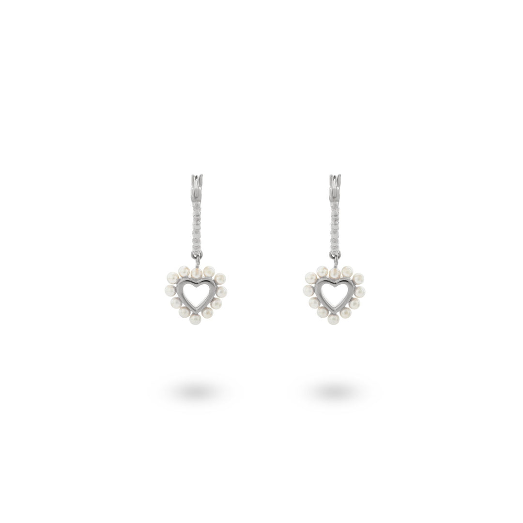 Earrings heart shaped with pearls - 42403S