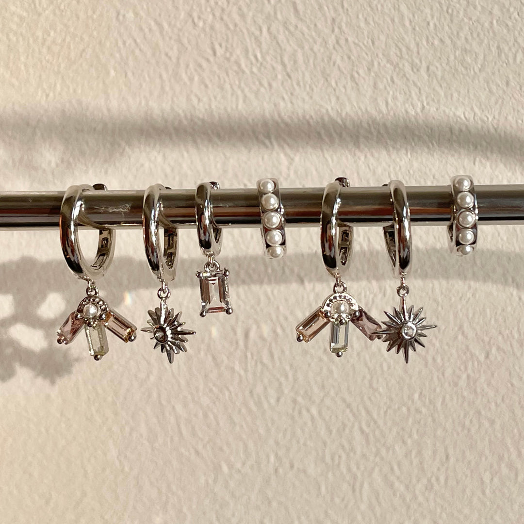 Earring hoops with pastel stones