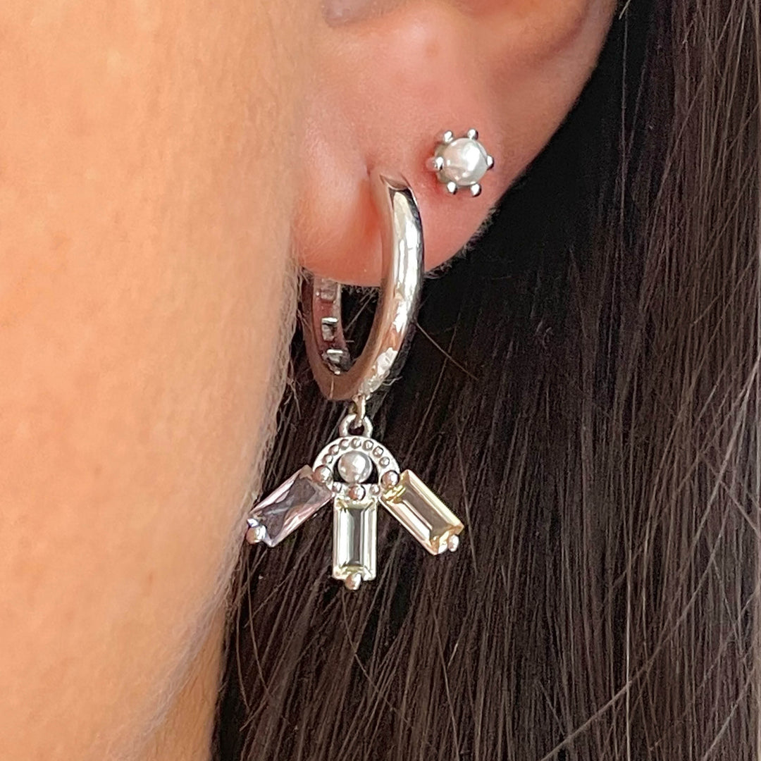 Earring hoops with pastel stones