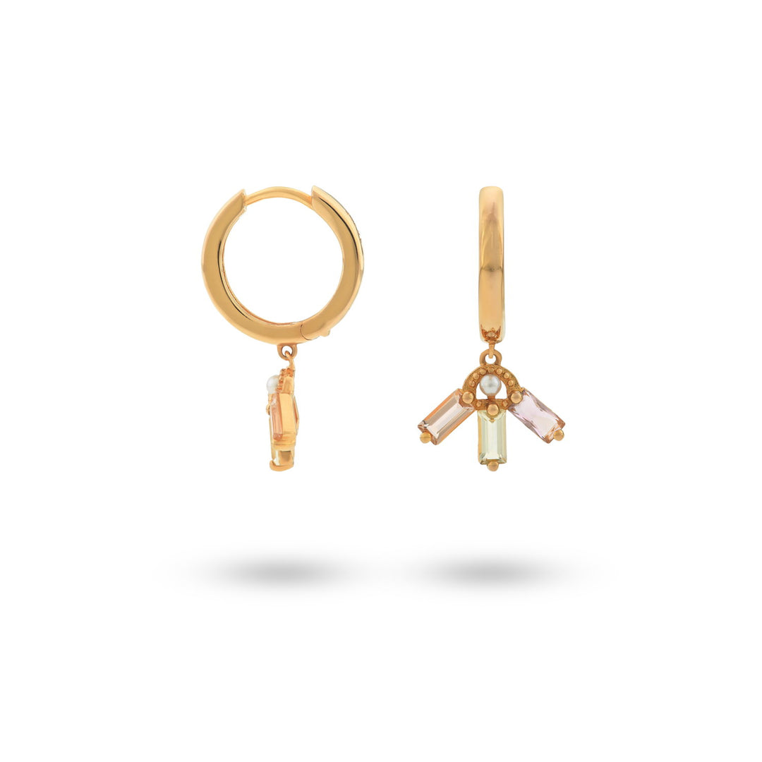 Earring hoops with pastel stones - 42413Y