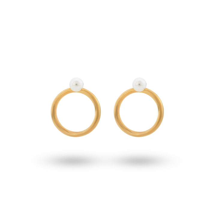 Statement earrings with pearl and hoop - 42418Y
