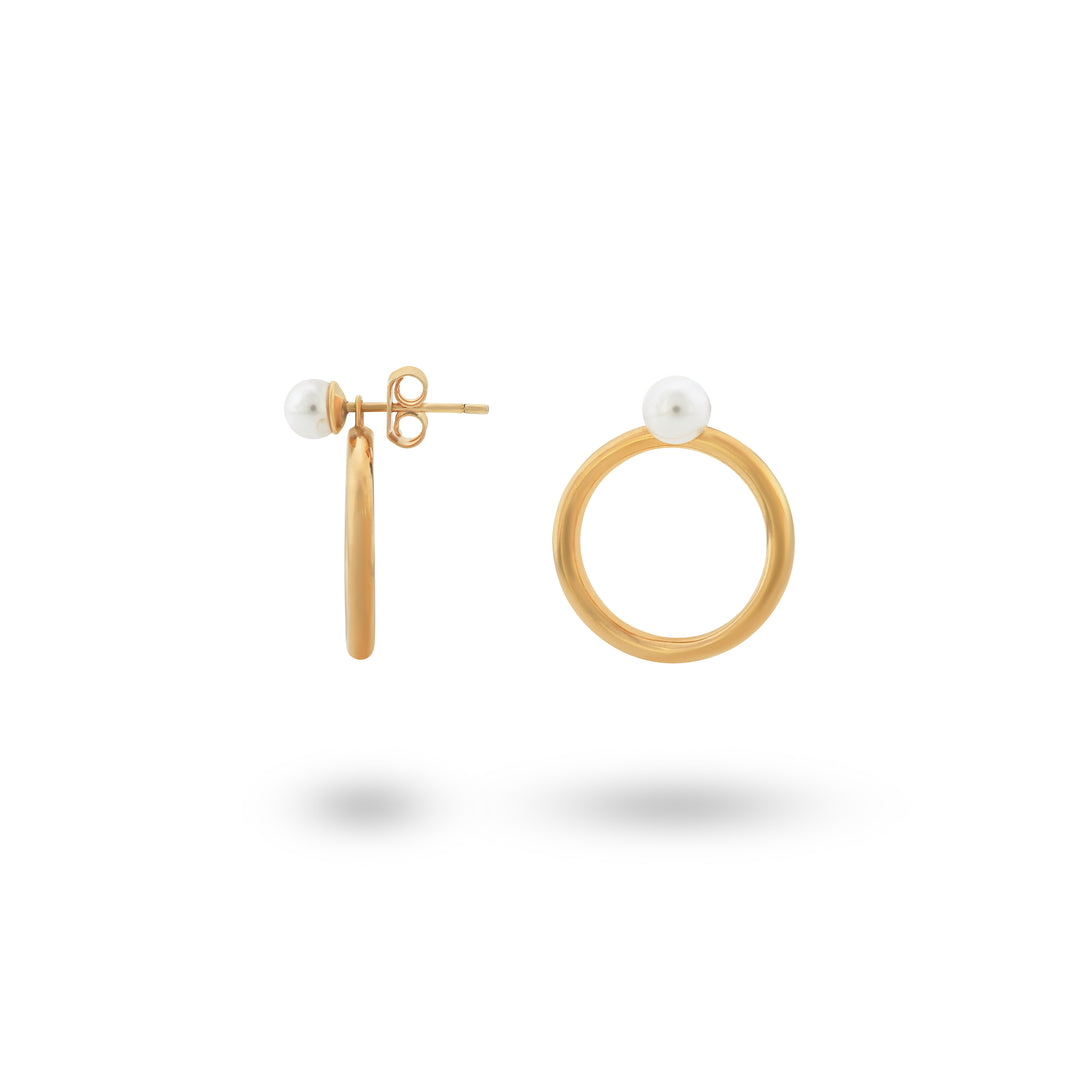 Statement earrings with pearl and hoop - 42418Y