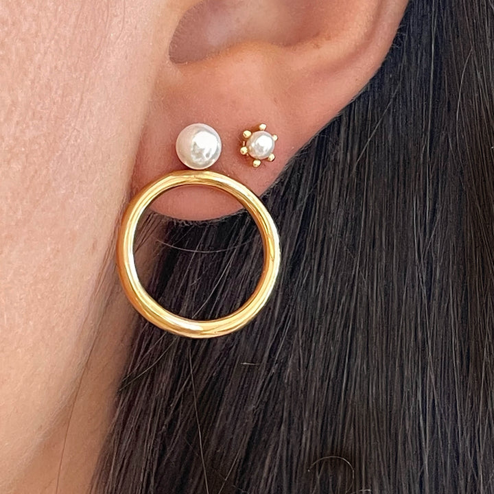 Statement earrings with pearl and hoop - 42418Y