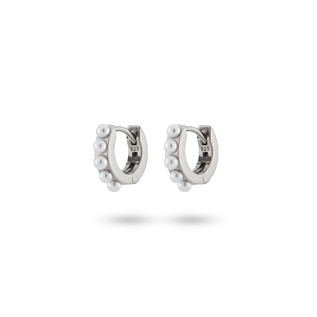 Earring hoops with pearls - 42419S