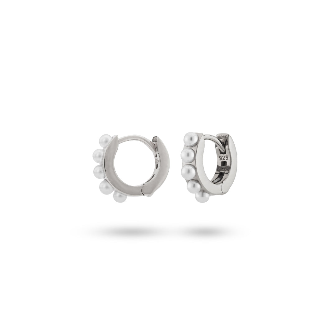 Earring hoops with pearls - 42419S