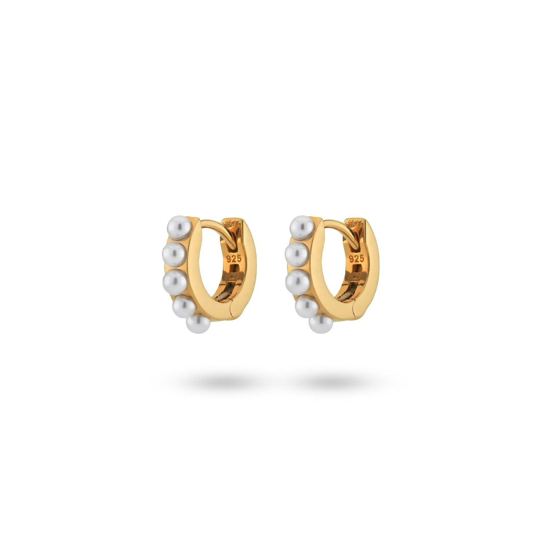 Earring hoops with pearls - 42419Y