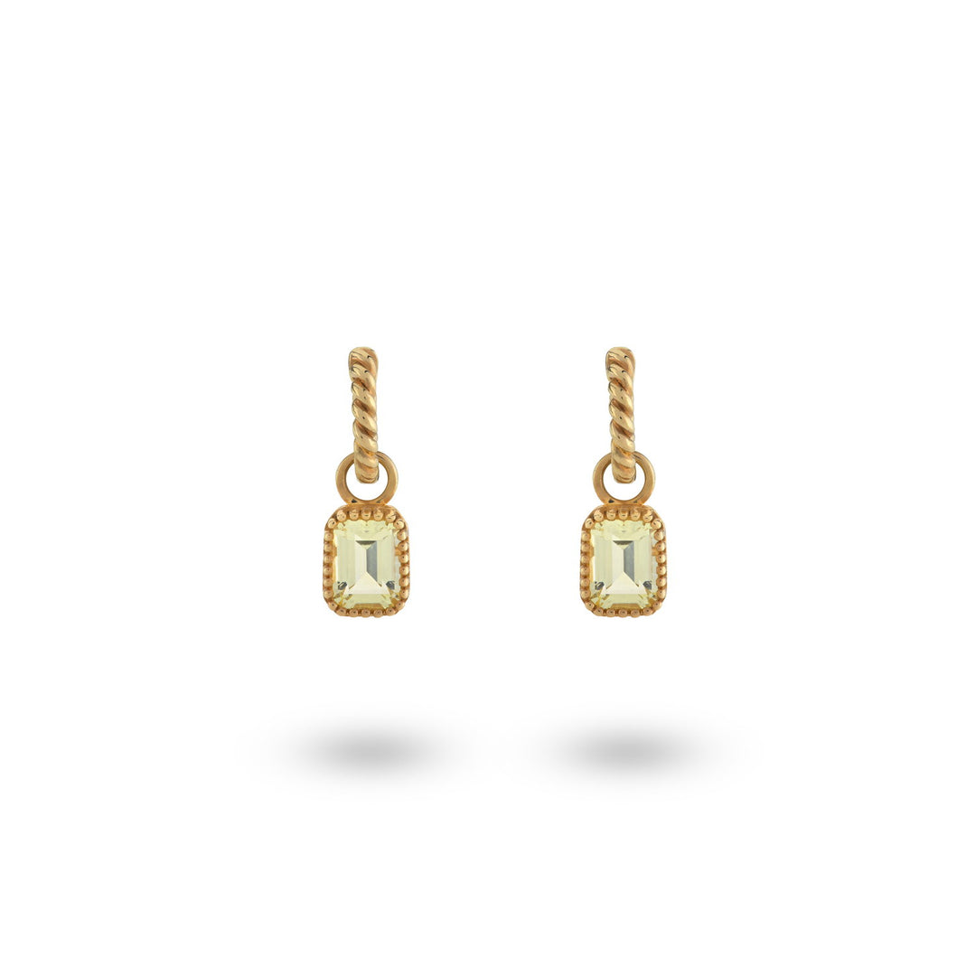 Earring hoops with pastel stone pendant - 42424Y