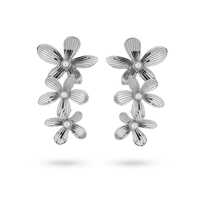 Flowershaped statement earrings with pearls - 42455S