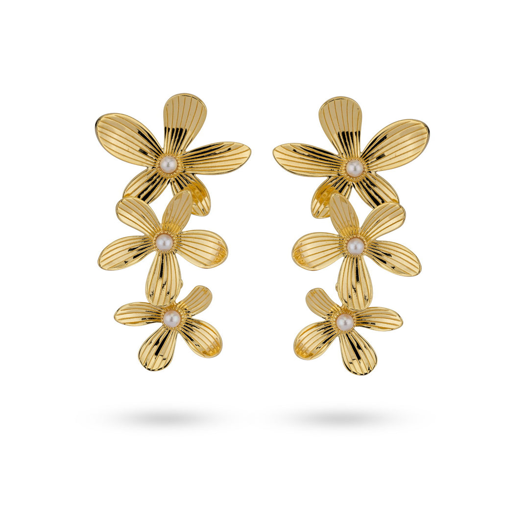Flowershaped statement earrings with pearls - 42455Y