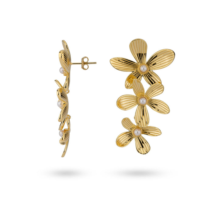 Flowershaped statement earrings with pearls - 42455Y