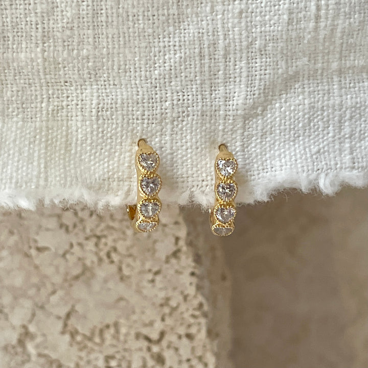 Earrings with heart shaped stones - 42460Y