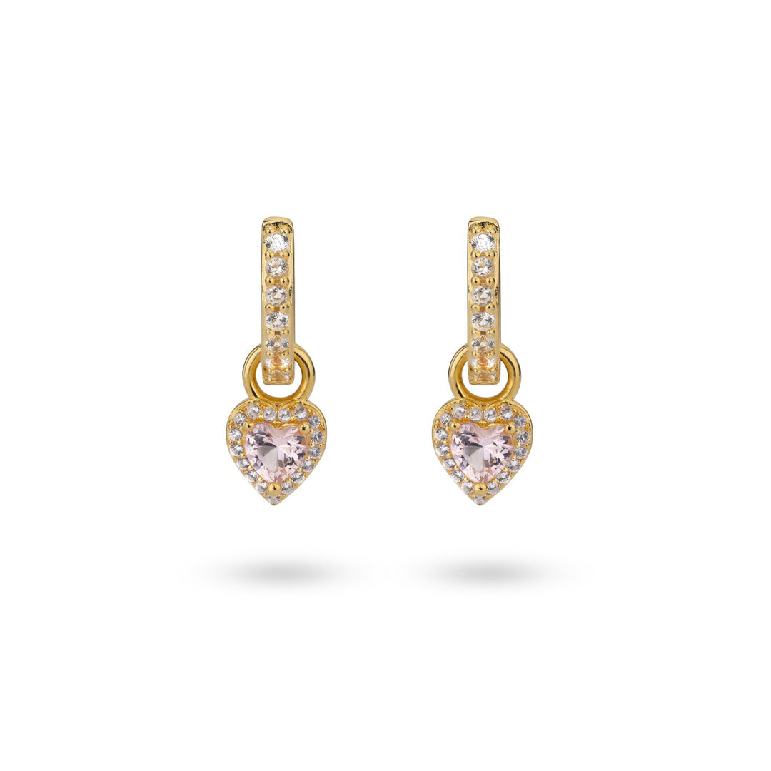 Earrings with heartshaped pendant and colored stones - 42461Y