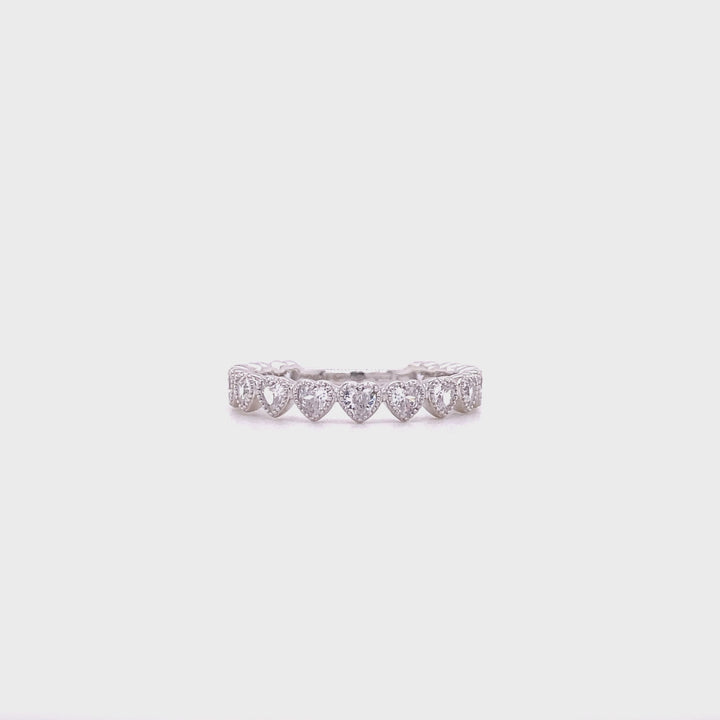 Ring met hartvormige stenen - 12492S
