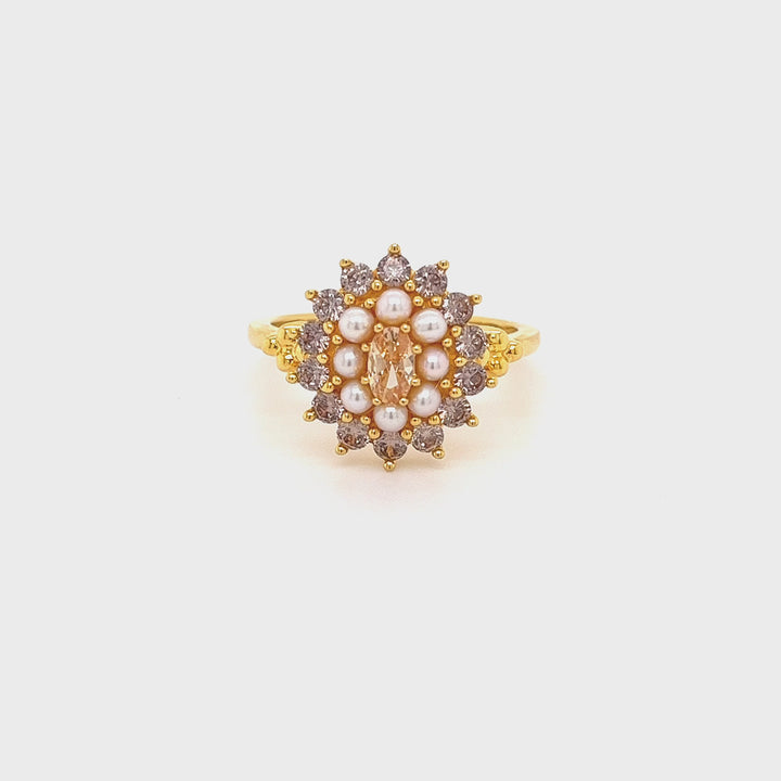 Ring met kleurstenen en parels - 12451Y
