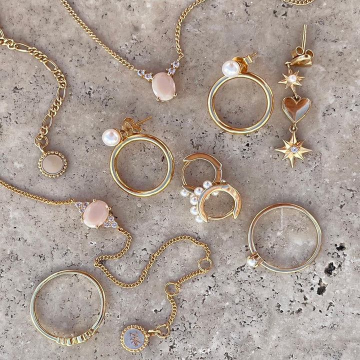 Earring hoops with pearls - 42419S