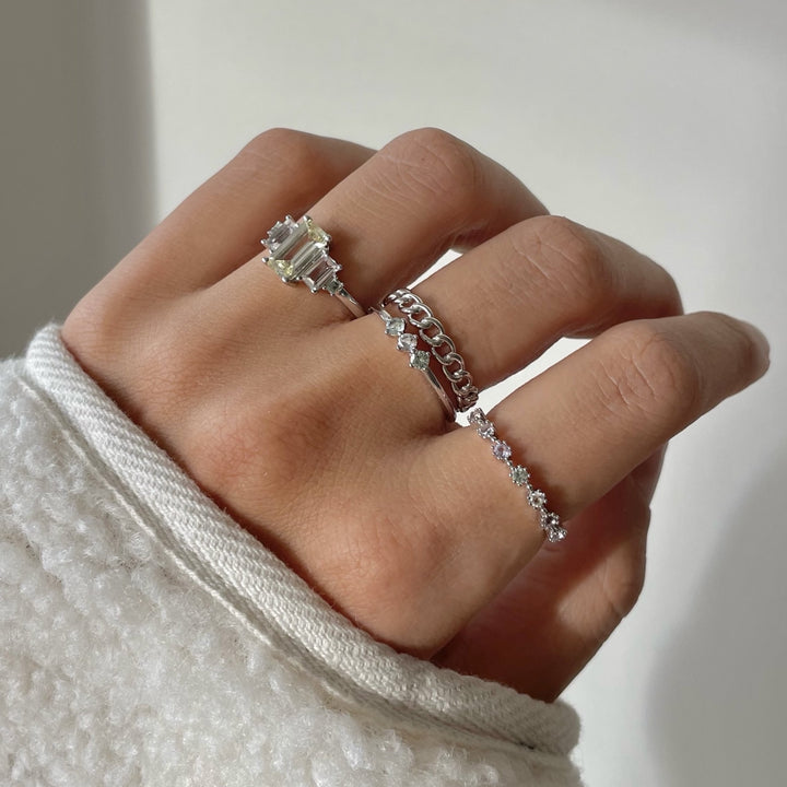 Ring met ketting structuur - 12421S