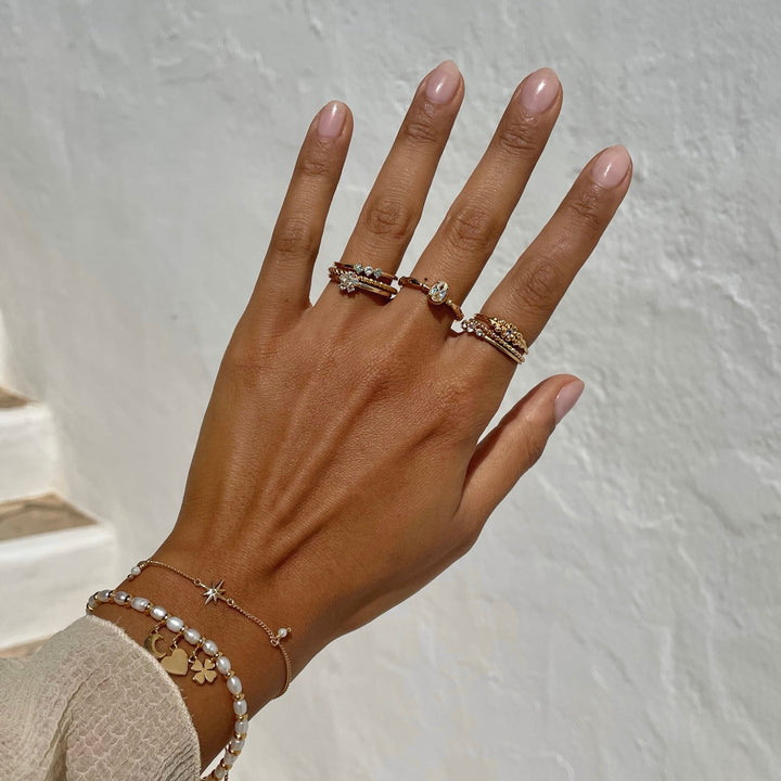 Ring met structuur en kleursteen - 12441Y